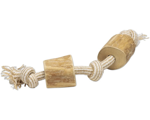 Jouet pour chiens beeztees bois de café M avec corde en coton ; bois env. 35 x 5,5 x 5,5 cm Jouet pour chien en bois et corde