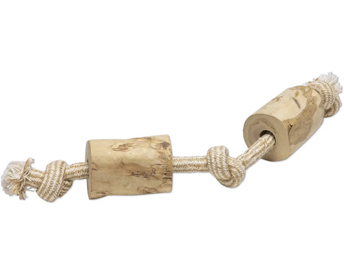 Jouet pour chiens beeztees bois de café L avec câble en coton ; bois env. 45 x 8,3 x 8,3 cm Jouet pour chien en bois et corde