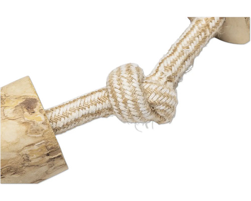 Jouet pour chien en corde avec nœud et bois