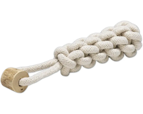 Jouet pour chien en corde de coton avec élément en bois