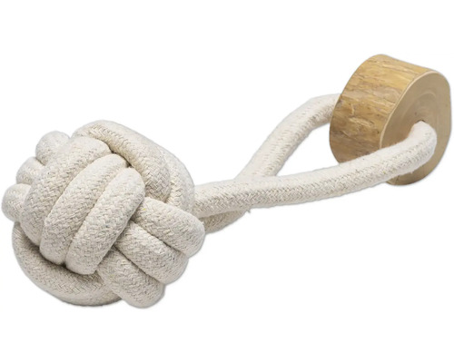 Jouet pour chiens beeztees bois de café balle L avec boucle en coton ; bois env. 10 x 10 x 26 cm Jouet pour chien en nœud de corde avec pièce en bois