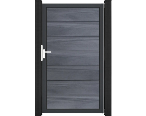 Portillon simple GroJa Flex Grande tirant universel prémonté sans poteaux cadre anthracite 150 x 180 cm gris pierre Portillon de jardin en plastique avec poignée