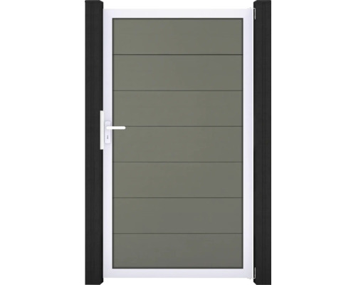 Portillon simple GroJa Flex Grande tirant universel prémonté sans poteaux cadre argent 150 x 180 cm gris Portillon de jardin avec poignée et panneaux horizontaux