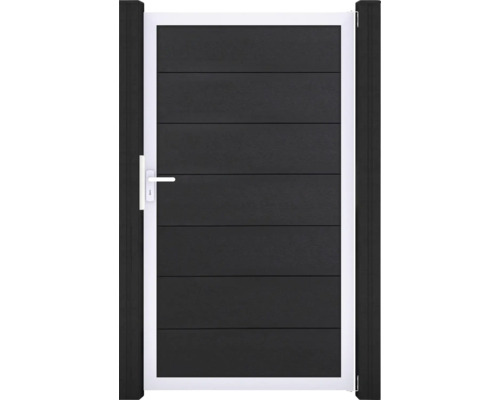 Portillon simple GroJa Flex Grande tirant universel prémonté sans poteaux cadre argent 150 x 180 cm anthracite Portillon de jardin avec cadre et poignée