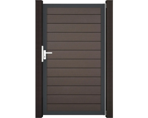 Einzeltor GroJa Flex DIN Universal vormontiert ohne Pfosten Rahmen anthrazit 150 x 180 cm terra Gartentor aus Holz mit Griff