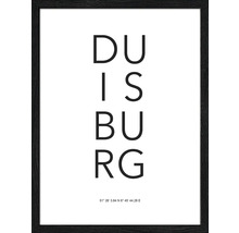 Affiche encadrée avec l''inscription Duisburg et les coordonnées