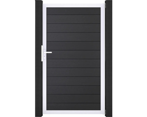 Portillon simple GroJa Flex tirant universel prémonté sans poteaux cadre argent 150 x 180 cm anthracite Portillon de jardin avec cadre et poignée