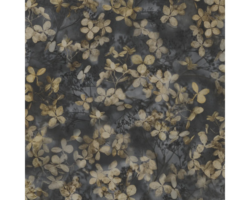 Papier peint intissé 10415-15 Play of light fleur or Papier peint avec motif floral sur fond sombre