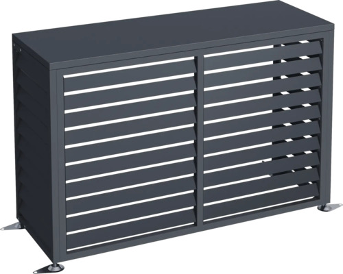 Revêtement de pompe à chaleur/couvercle d'installation de climatisation Emil 140 x 50 x 97 cm anthracite Boîtier poubelle gris pour deux poubelles