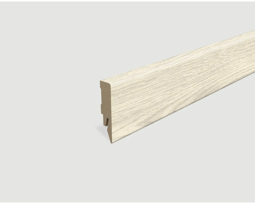 Sockelleiste foliert Eiche weiß L626 2400 x 58 x 14 mm Sockelleiste aus Holz