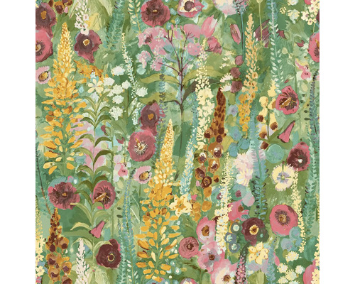 Papier peint à motif floral sur fond vert