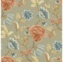 Papier peint à motif floral de fleurs et de feuilles