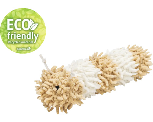 Beige-weisser Katzenspielzeug-Tunnel mit Label Recycled Material