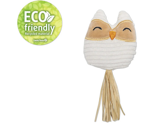 Eulen-Katzenspielzeug aus recyceltem Material mit Logo von Beeztees