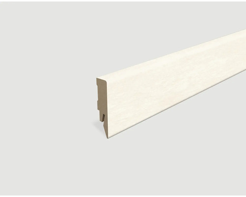 Sockelleiste foliert Marmor weiß L674 2400 x 58 x 14 mm Sockelleiste aus Holz