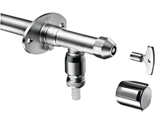 Robinet d''arrêt d''angle avec rosace, clé et capuchon