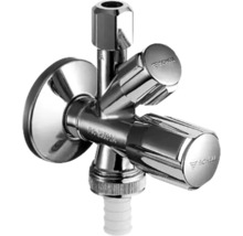 Robinet d''arrêt d''angle avec deux poignées et raccord de tuyau