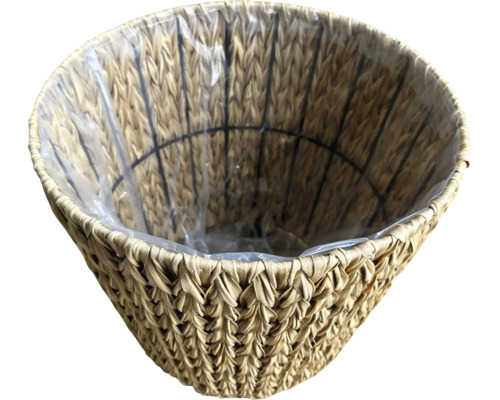 Panier à plantes en matériau tressé avec insert en plastique