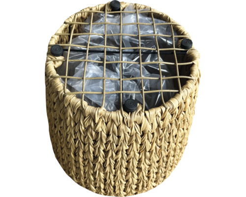 Pot de fleurs décoratif en matériau tressé avec insert en plastique