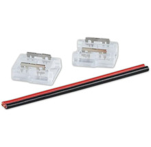 Zwei transparente Steckverbinder und ein zweiadriges Kabel