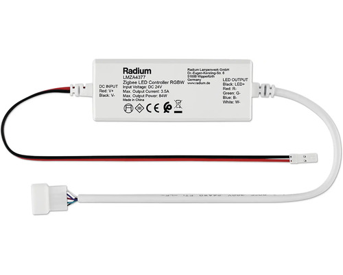 Radium LMZA4377 Zigbee LED Controller RGBW mit Anschlüssen und Kabeln