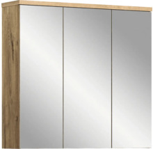 Armoire de toilette à miroir avec trois portes et cadre en bois