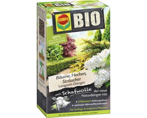 Engrais pour bosquet Compo avec laine de mouton 2 kg Compo Bio engrais longue durée pour arbres, haies et arbustes, adapté à l''agriculture biologique