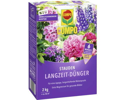 COMPO Stauden Langzeit-Dünger Packung mit Blumenabbildung