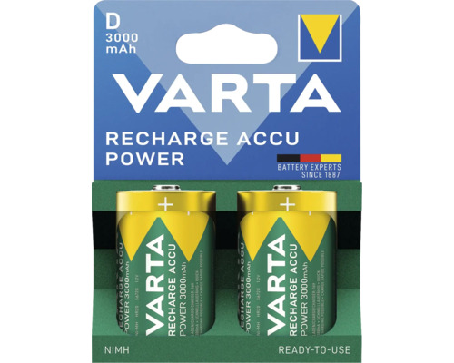 Varta Recharge Accu Power D 3000 mAh, deux piles rechargeables