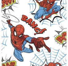 Papier peint avec des motifs de bande dessinée de Spider-Man et les mots Bang et Boom
