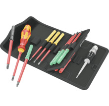 Jeu de tournevis Wera avec testeur de tension dans une sacoche noire