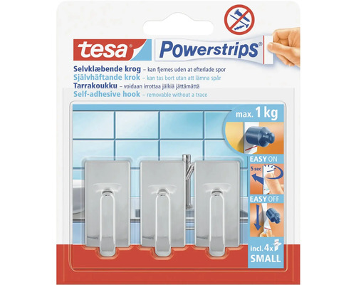 Crochet Tesa Powerstrips, auto-adhésif, amovible sans trace, capacité de charge maximale un kilogramme
