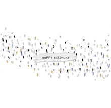 Illustration mit Geburtstagskonfetti und dem Schriftzug Happy Birthday