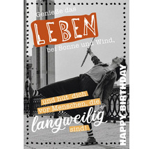 Geburtstagskarte mit der Aufschrift: Genieße das Leben