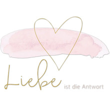 Dekorative Grafik mit dem Schriftzug Liebe ist die Antwort und Herz