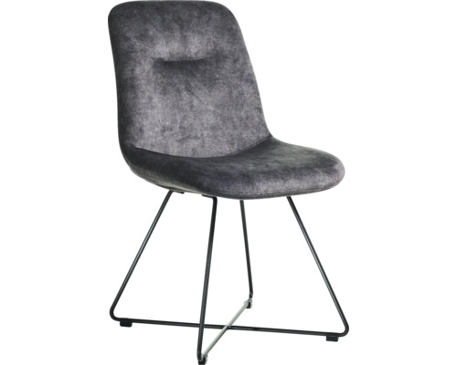 Stuhl mit Samtbezug und Metallgestell