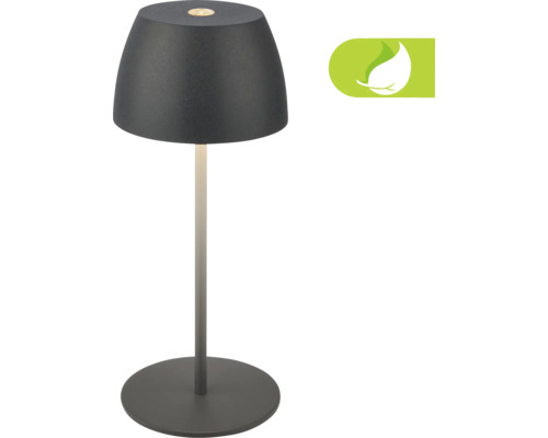 Lampe de table LED sur batterie avec variateur tactile IP44 2,5W 150 lm 2700 K anthracite H 20 cm