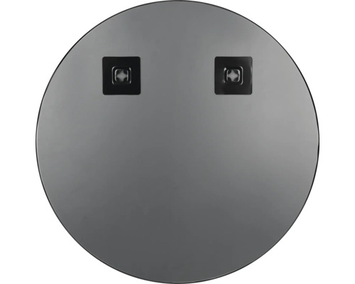 Dos d''un miroir rond avec deux éléments de fixation