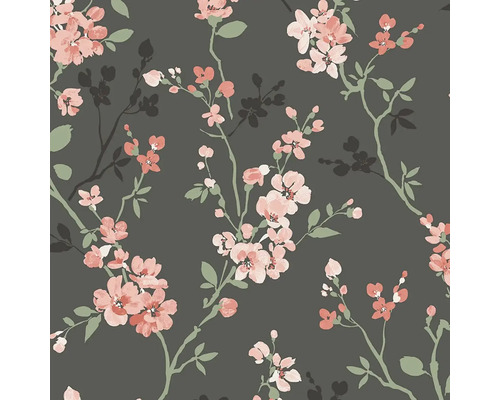 Papier peint à motif floral sur fond sombre