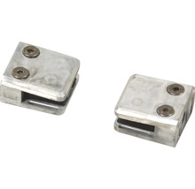 Deux supports de verre en métal avec vis pour la fixation du verre