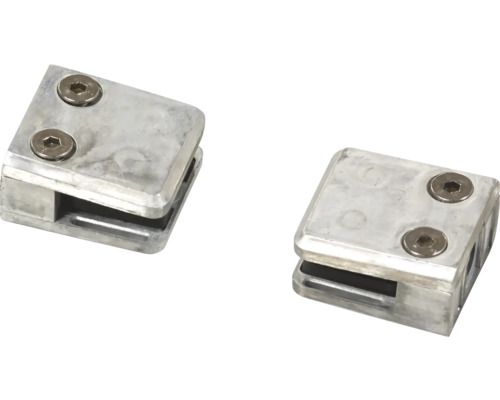 Deux supports de verre en métal avec vis pour la fixation du verre