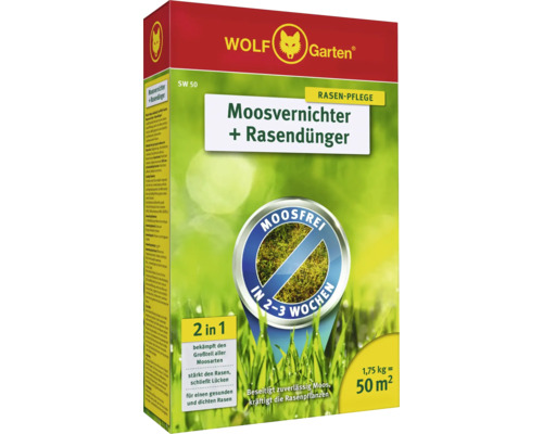 Moosvernichter + Rasendünger WOLF-Garten, 1,75 kg / 50 m² Reg.Nr. 3608-908