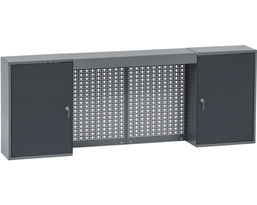 Graues Metall-Garderobenbanksystem mit abschließbaren Schränken