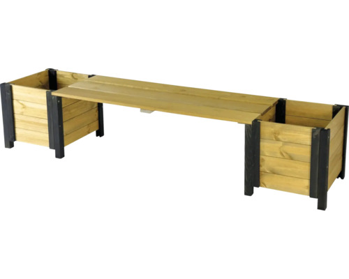 Holzbank mit zwei Pflanzkästen für den Garten