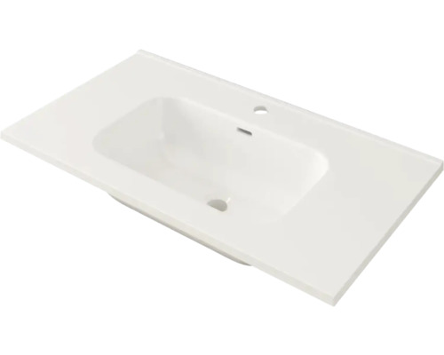 Baden Haus Möbelwaschtisch Kim 81 x 46 cm weiß glänzend mit Beschichtung 50112 Waschtisch aus Sanitärkeramik mit Hahnloch und Überlauf
