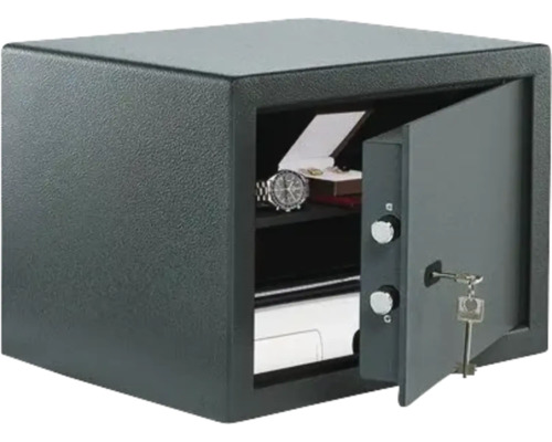 Coffre-fort de meubles ouvert avec clé et objets de valeur