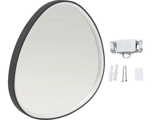 Miroir de salle de bain rond avec accessoires de montage