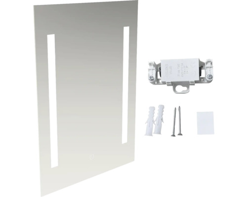 Miroir rectangulaire avec découpes et matériel de fixation