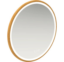 Miroir ovale avec cadre en bois et éclairage