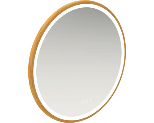 Miroir ovale avec cadre en bois et éclairage